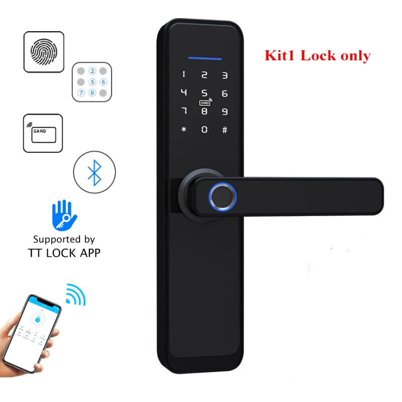 Smart Door Lock Fingerprint Lock Electronic Digital Lock Bluetooth Wifi Gateway Ttlock Remote Wooden Door Lock Alexa Google