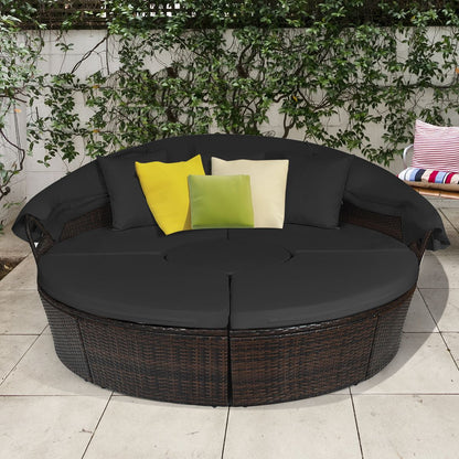 Outdoor Wicker Daybed, Patio round Sectional Furniture Set